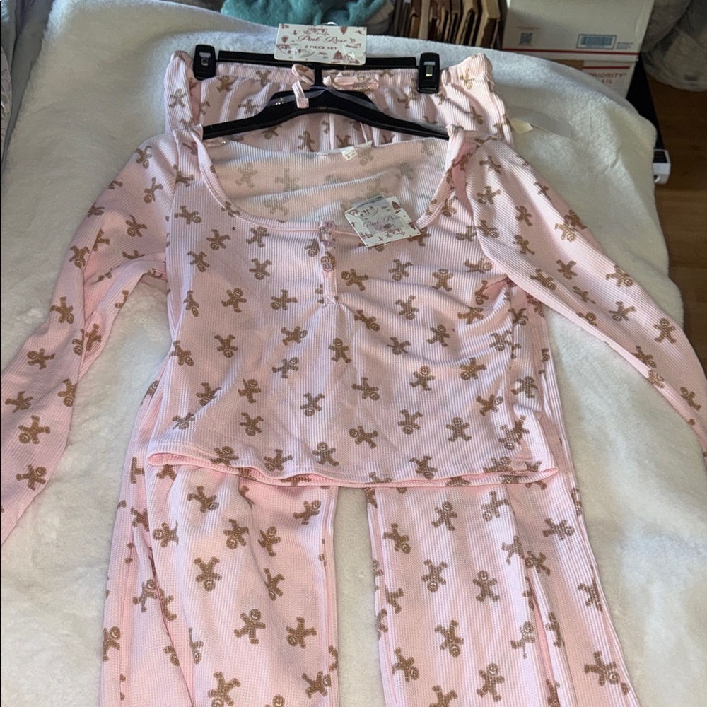 Pink Rose Pink and Brown Pajama Set